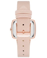 Nine West Women's Quartz Blush Pink Textured Faux Leather Watch, 36mm - Pink, Rose Gold