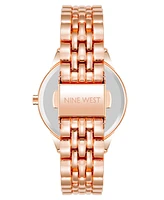 Nine West Women's Quartz Rose Gold-Tone Alloy Link Bracelet Watch, 34mm - Gray, Rose Gold