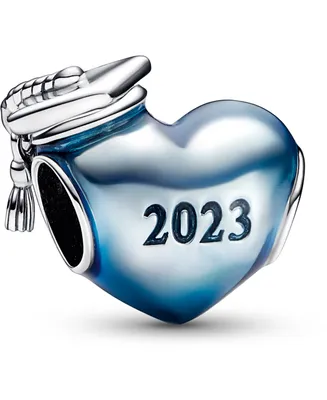 Pandora Sterling Silver Blue 2023 Graduation Heart Charm