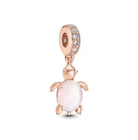 Pandora Cubic Zirconia Murano Glass Pink Sea Turtle Dangle Charm