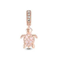 Pandora Cubic Zirconia Murano Glass Pink Sea Turtle Dangle Charm