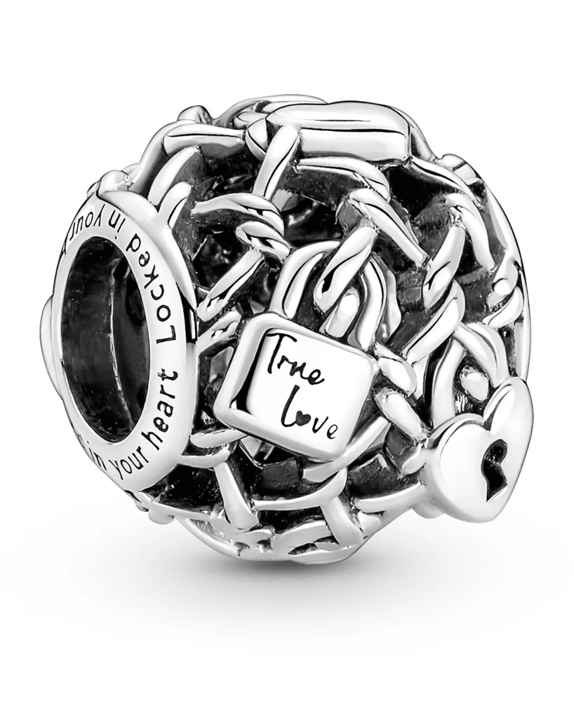 Pandora Sterling Silver Openwork Chain Link Padlock Charm