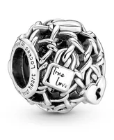 Pandora Sterling Silver Openwork Chain Link Padlock Charm