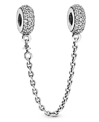 Pandora Sterling Silver Sparkling Pave Safety Chain Charm