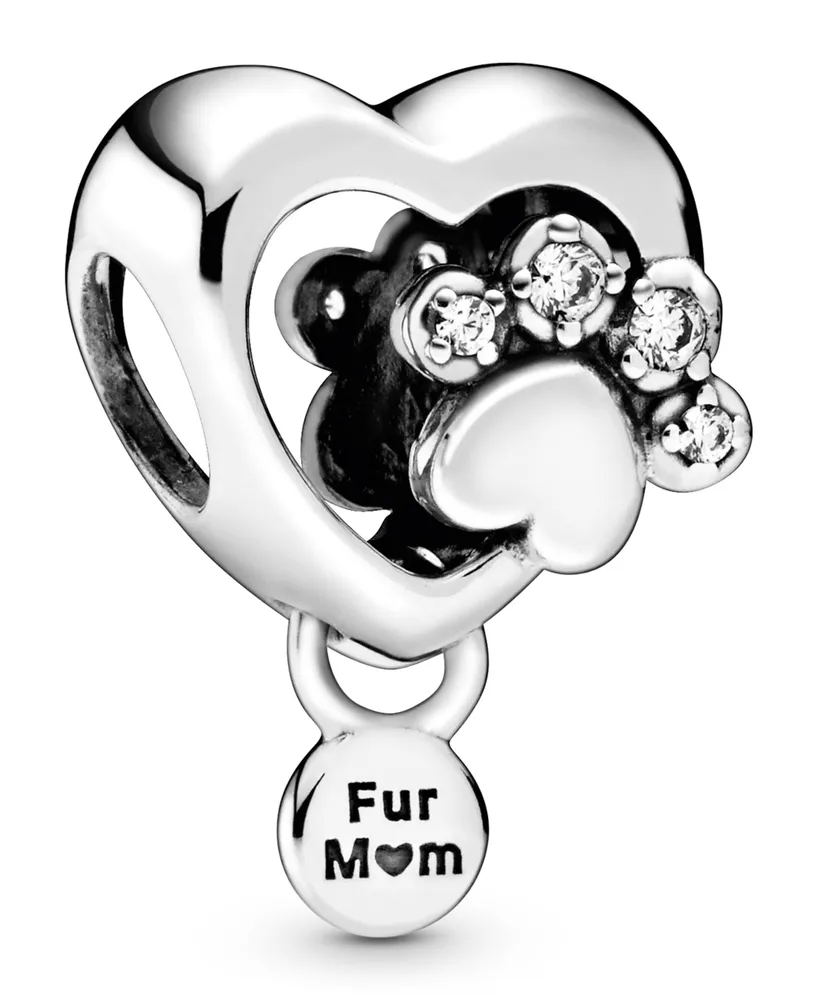 Pandora Cubic Zirconia Sparkling Paw Print Heart Charm