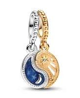 Pandora Cubic Zirconia Two-Tone Splitable Sun Moon Dangle Charm