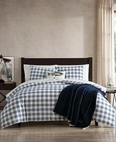 Eddie Bauer Basic Plaid Cotton Percale 3 Piece Duvet Cover Set