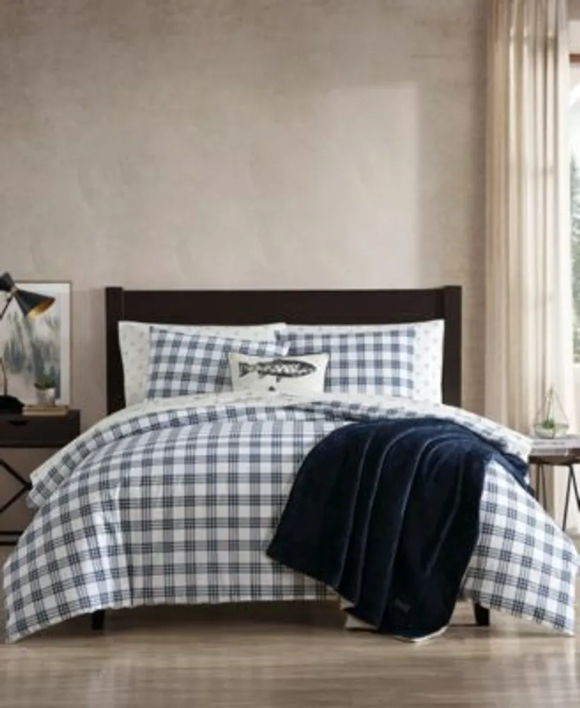 Eddie Bauer Basic Plaid Cotton Percale Duvet Cover Sets