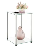 Convenience Concepts 15.75" Glass Designs2Go 2 Tier Square End Table