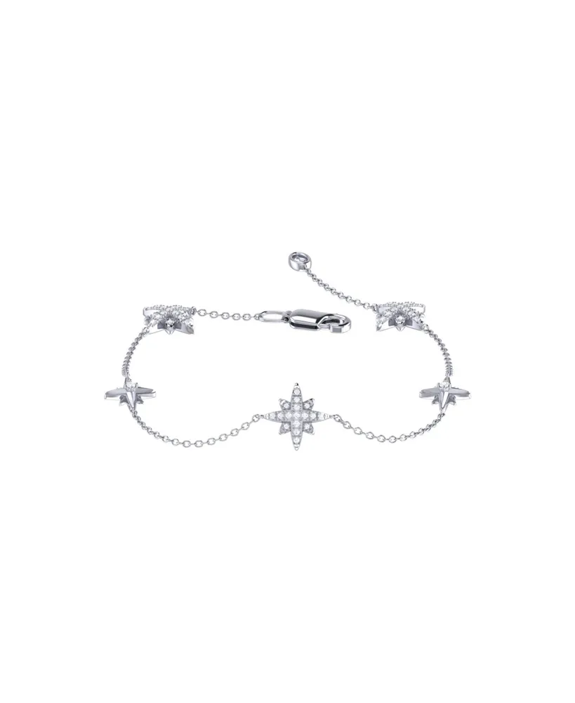 LuvMyJewelry Starry Lane North Star Design Silver Diamond Women Bracelet