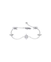 LuvMyJewelry Starry Lane North Star Design Silver Diamond Women Bracelet