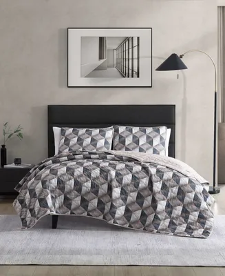 Closeout! Kenneth Cole New York Gridwork Reversible 3 Piece Quilt Set