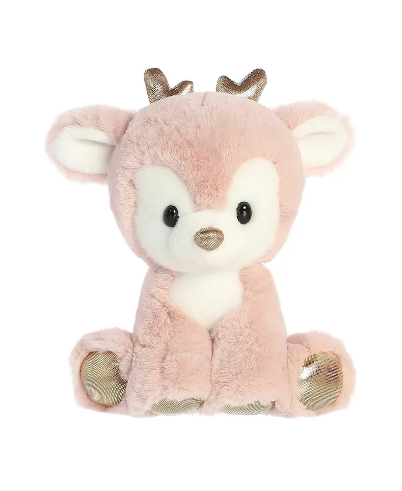 Aurora Small Dashing Reindeer Holiday Festive Plush Toy Rose Gold 6.5"