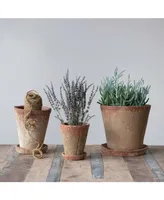 Cement Planter with Saucer, Set of 2 H