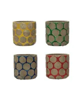 Terra-Cotta Planter with Wax Relief Dots, Set of 4 Colors