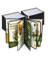 Yescom WeChef 20 Pack Restaurant Menu Covers 8.5 x 14 Book Style 7 Pages 14 Views Black