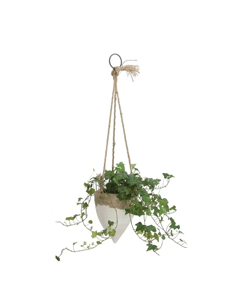 Boho 2-Tone Terracotta Hanging Planter On Jute Rope