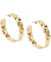 by Adina Eden 14k Gold-Plated Medium Vintage Dented Hoop Earrings, 1.96"