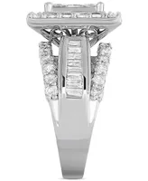 Diamond Princess Halo Cluster Engagement Ring (3 ct. t.w.) in 14k White Gold