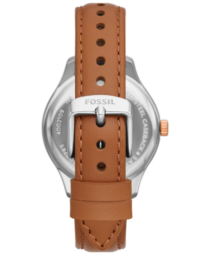Fossil Women's Rye Multifunction Brown Leather Watch, 36mm