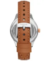 Fossil Women's Rye Multifunction Brown Leather Watch, 36mm