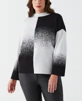 Ella Rafaella Plus Size Ombre Mock Neck Long Sleeve Sweater