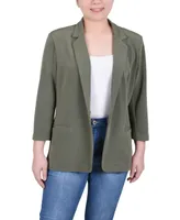 Ny Collection Women's 3/4 Sleeve Heavy Jacquard Knit Jacket