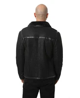 Furniq Uk Men's Leather Banded Sheepskin Casual Jacket