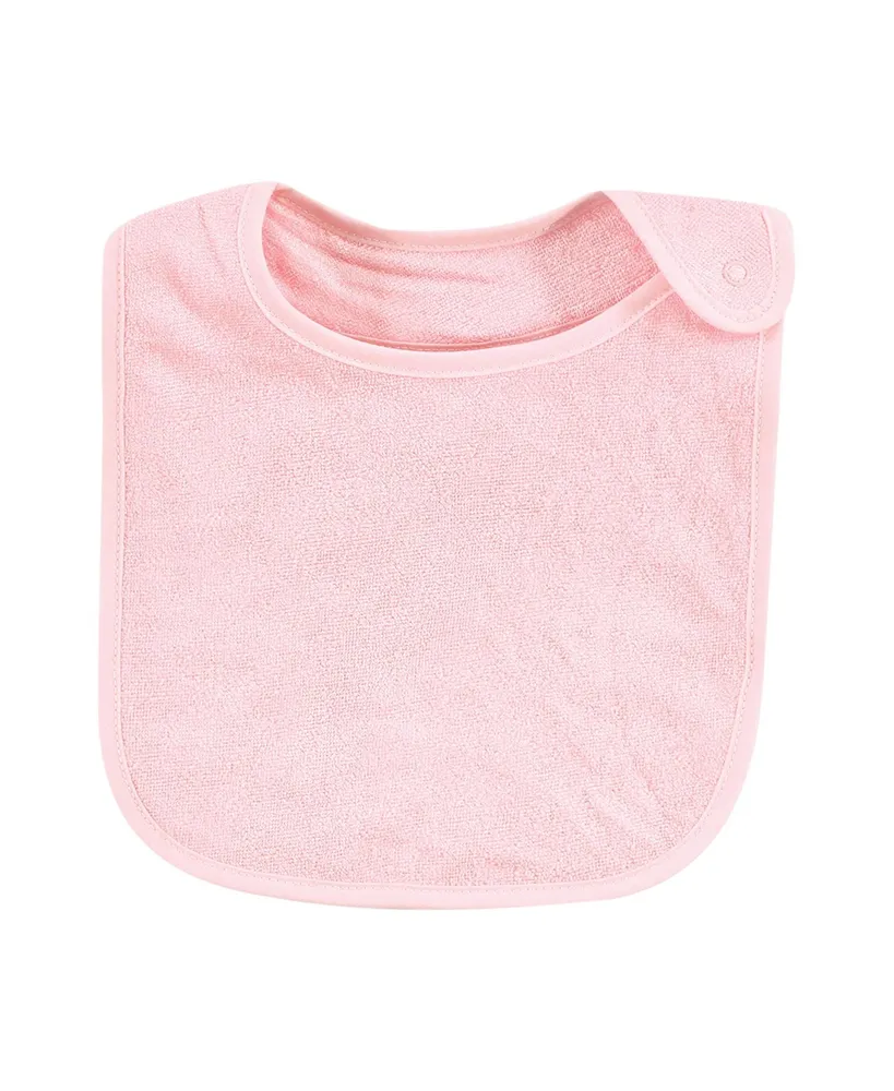 Hudson Baby Infant Girl Rayon from Bamboo Terry Bibs, Coral Mint, One Size