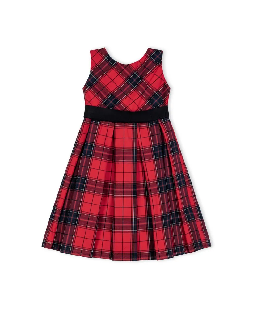 Hope & Henry Girls' Sleeveless Pleated Party Dress with Waist Sash