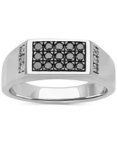 Men's Black & White Diamond Cluster Ring (1/2 ct. t.w.) in Sterling Silver