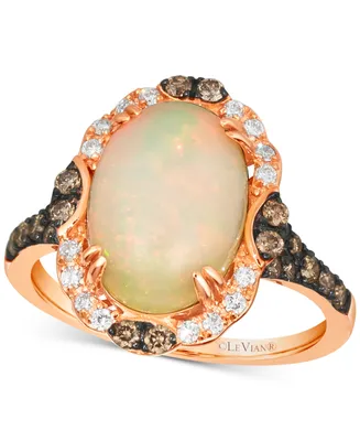Le Vian Chocolatier Neopolitan Opal (2-7/8 ct. t.w.) & Diamond (3/8 ct. t.w.) Halo Ring in 14k Rose Gold