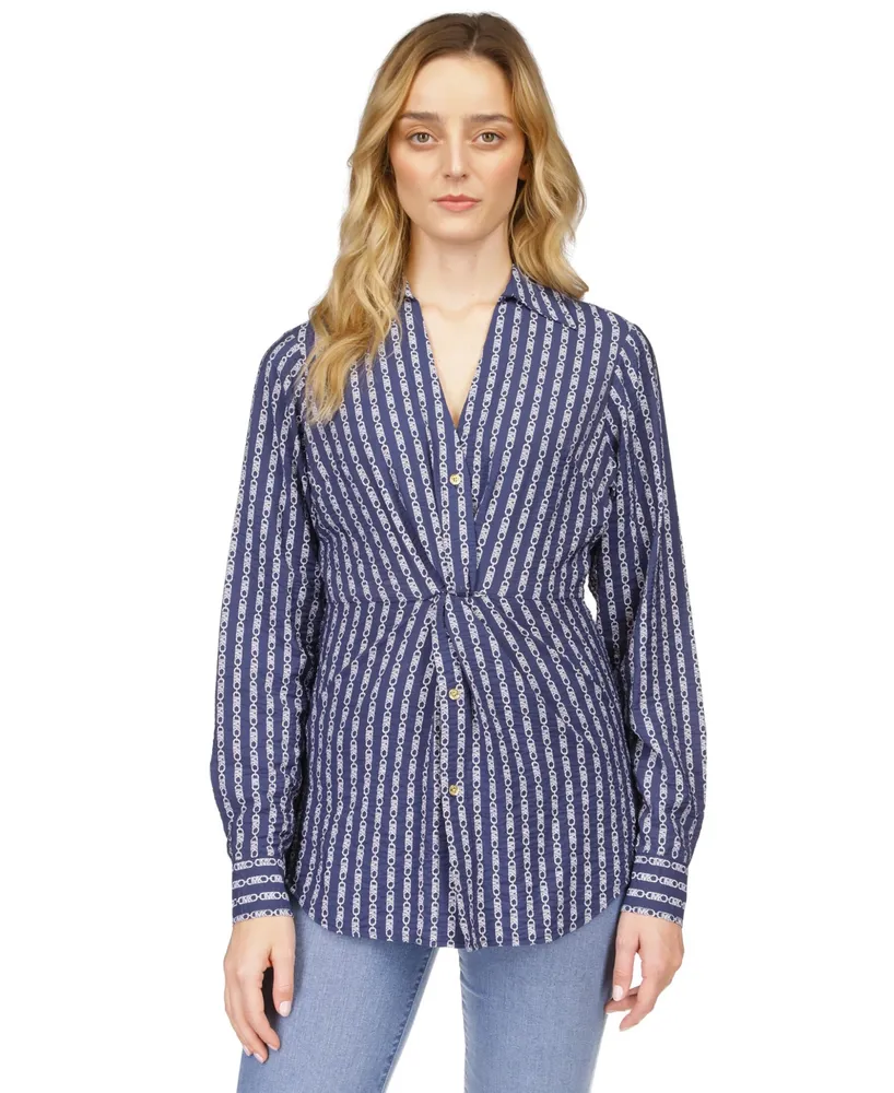 Michael Michael Kors Women's Chain-Print Twist-Front Shirt