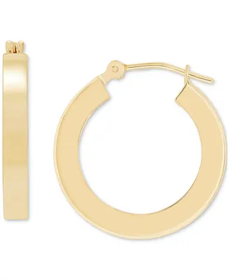 Polished Chunky Flat-Edge Tube Hoop Earrings in 14k Gold, 20mm