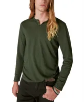 Lucky Brand Men's Venice Burnout Long Sleeve Split Neck T-Shirt