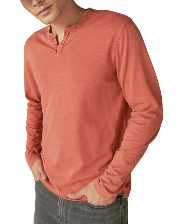 Lucky Brand Men's Venice Burnout Long Sleeve Split Neck T-Shirt