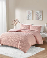 Intelligent Design Naomi Metallic Print Faux Fur 2 Piece Duvet Cover Set, Twin/Twin Xl