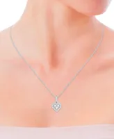 Diamond Heart Halo Pendant Necklace in 14k White Gold (1/6 ct. t.w.)