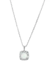 Giani Bernini Simulated Opal (3/4 ct. t.w.) & Cubic Zirconia Square Halo Pendant Necklace in Sterling Silver, 16" + 2" extender, Created for Macy's