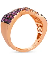 Le Vian Ombre Pink Sapphire Ombre (1-1/6 ct. t.w.) & White Sapphire (1/8 ct. t.w.) Multirow Crossover Ring in 14k Rose Gold