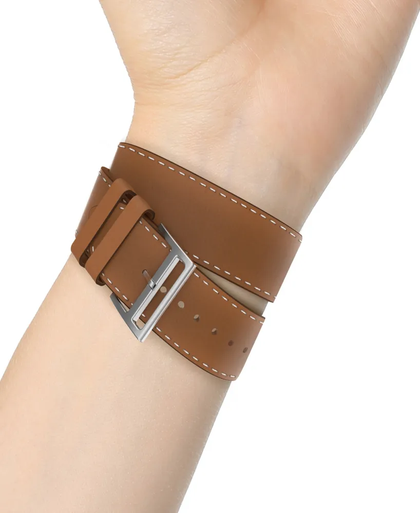 iTouch Unisex Air 4 Brown Leather Double Wrap Strap