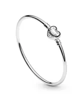 Pandora Moments Sterling Silver Heart Clasp Bangle Bracelet