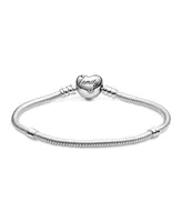 Pandora Moments Cubic Zirconia Family Tree Heart Clasp Snake Chain Bracelet