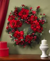 Nearly Natural 24" Poinsettia Wreath