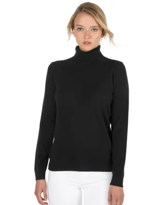 Jennie Liu Women's 100% Pure Cashmere Long Sleeve Turtleneck Pullover Sweater