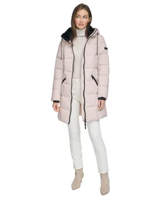Dkny Women's Faux-Fur-Trim Hooded Puffer Coat, Created for Macy's