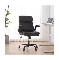 Faux Leather Desk Chair with Flip-up Armrests