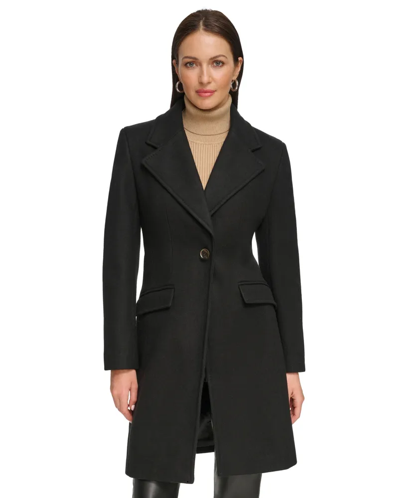 Dkny Women's Asymmetric Zipper Wool Blend Coat