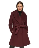 Dkny Women's Shawl-Collar Wool Blend Wrap Coat