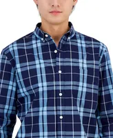 Club Room Men's Perry Plaid Stretch Shirt with Pocket, Created for Macy's